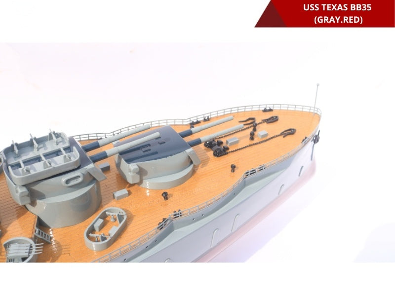 Model Warship USS Texas BB35 (Gray / Red) 100 x 23 x H. 34 cm