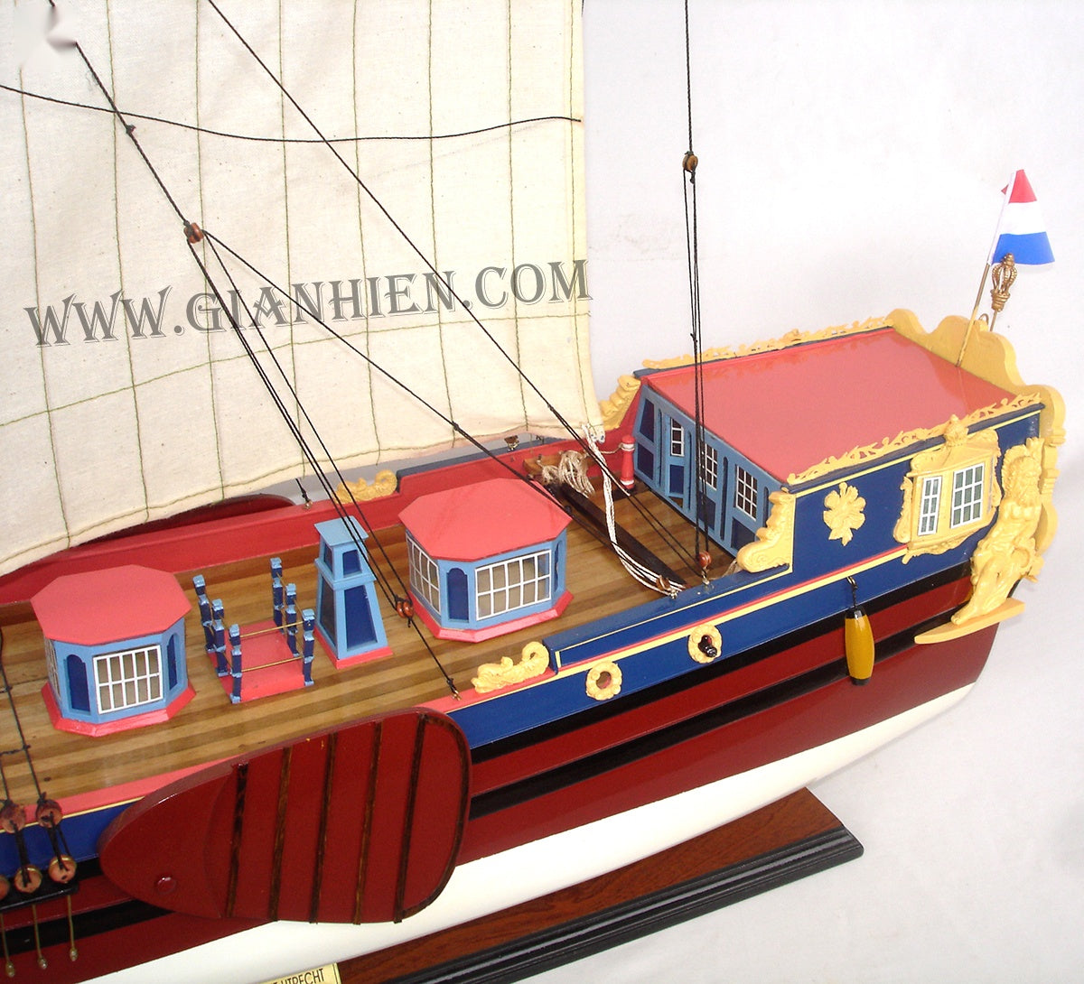 Modellsegelschiff Utrechts Statenjacht 84 x 20 x H. 77 cm