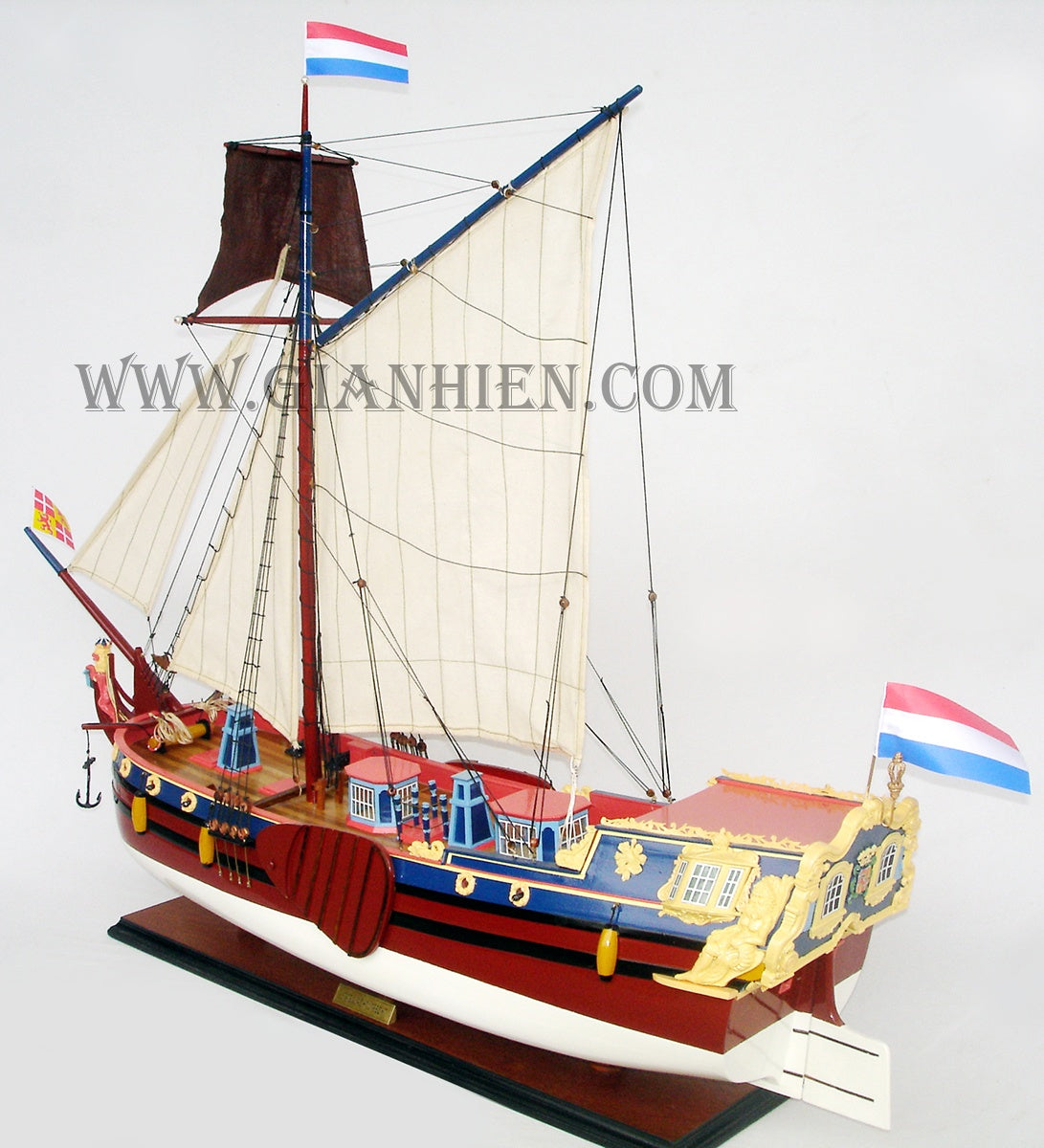 Modellsegelschiff Utrechts Statenjacht 84 x 20 x H. 77 cm