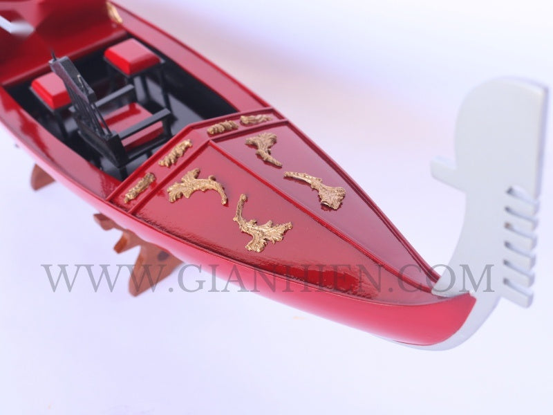 Traditional Model Boat Gondola Red Painted 60 x 13 x H. 18 cm