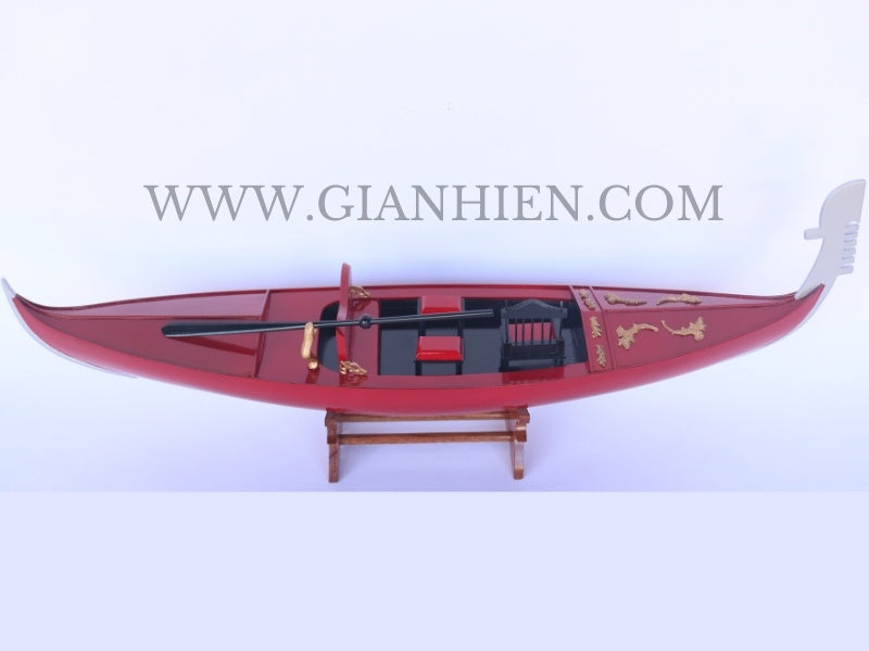 Traditional Model Boat Gondola Red Painted 60 x 13 x H. 18 cm
