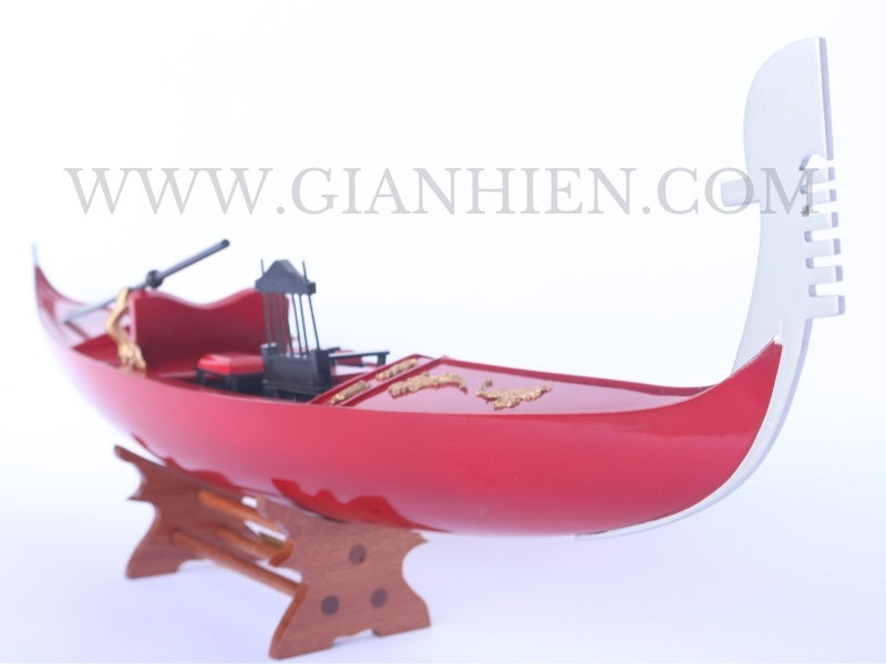 Traditional Model Boat Gondola Red Painted 60 x 13 x H. 18 cm