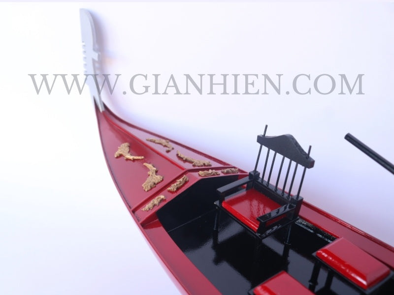 Traditional Model Boat Gondola Red Painted 60 x 13 x H. 18 cm